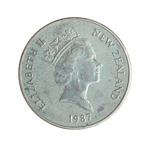 Moeda Antiga da Nova Zelândia 20 Cents 1987