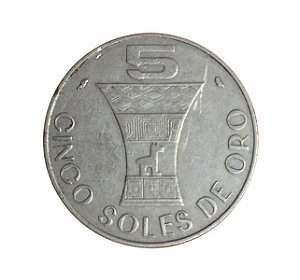 Moeda Antiga do Peru 5 Soles de Oro 1969