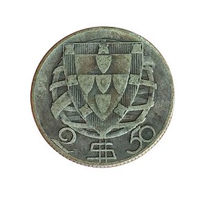 Moeda Antiga de Portugal 2,50 Escudos 1943