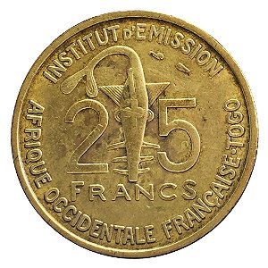 Moeda Antiga do Togo 25 Francs 1957