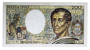 Cédula Antiga da França 200 Francs 1988