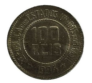 Moeda Antiga do Brasil 100 Réis 1934