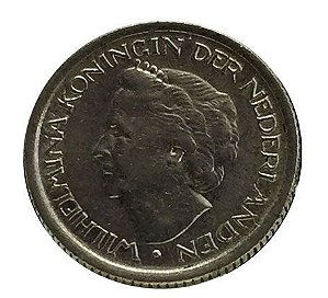 Moeda Antiga da Holanda 25 Cents 1948