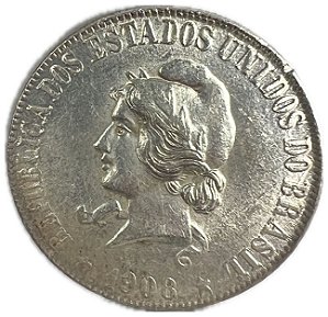Moeda Antiga do Brasil 2000 Réis 1908