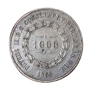 Moeda Antiga do Brasil 1000 Réis 1866
