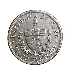 Moeda Antiga de Cuba 5 Centavos 1946