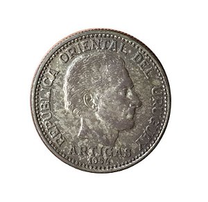 Moeda Antiga do Uruguai 20 Centésimos 1954