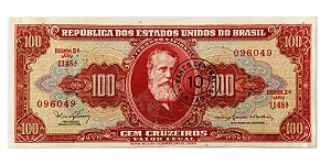 Cédula Antiga do Brasil 10 Centavos de Cruzeiro 1966 - Dom Pedro II