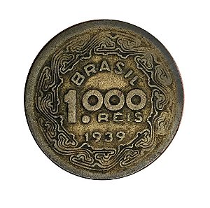 Moeda Antiga do Brasil 1000 Réis 1939 - Tobias Barreto