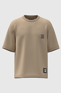 Camiseta oversized lisa bege com tag