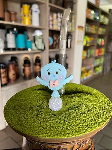 ENFEITE CHIMARRAO PEROLA E BISCUIT PÁSSARO AZUL