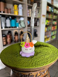 ENFEITE CHIMARRÃO BISCUIT CHALEIRA UNICÓRNIO FLORAL