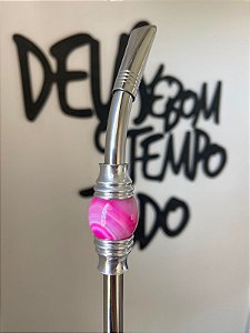 BOMBA INOX 23CM DESMONTÁVEL PEDRA ROSA ACOMPANHA ESCOVINHA PARA LIMPEZA