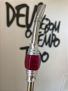 BOMBA INOX 23CM DESMONTÁVEL PEDRA VERMELHA ACOMPANHA ESCOVINHA PARA LIMPEZA