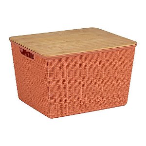 Caixa Org. com Tampa de Bambu 18L 35x30x22cm OIKOS LAV01836