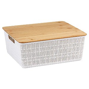 Caixa Org. com Tampa de Bambu 12L 35x30x14cm OIKOS LAV01835
