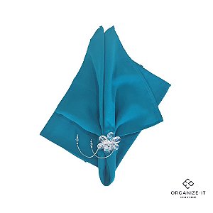Guardanapo Azul Viscose e Linho 42x42cm 1Un Organizeit 13441