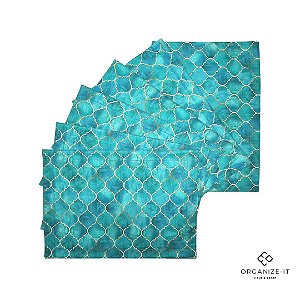 Kit 4 Jogos Americano Verde Piscina Matelassado Ret 44x32 Organize-it 13250