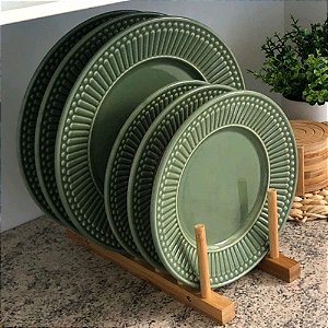 Display para 6 Pratos de Bambu 27x12.5x12cm YOI 8108010036