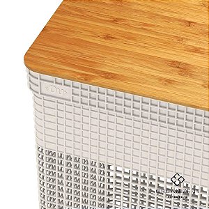 Cesto de Roupas GRID Bege Tampa de Bambu (49L) - OU CG455B