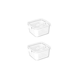 Kit 2 - Pote Hermético Slim Multiuso Branco 1.360ml - Paramount 1775K