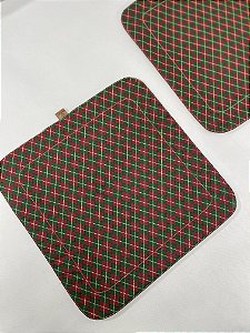 Kit 4 Pçs Jogo Americano Natal Losango Dupla Face 34x34cm + Organizador 13276