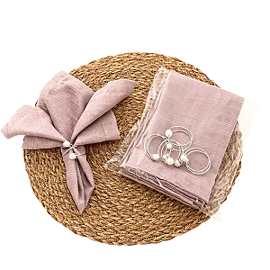 Kit 4 Guardanapo Rosê tecido misto