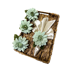Kit 4 Pcs Porta guardanapos Flor Dália Verde