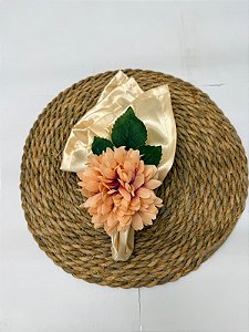 Kit 4 Porta Guardanapo de Madeira Flor Dália Salmon