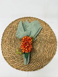 Kit 4 Porta Guardanapo de Madeira Flor Dália Alaranjado