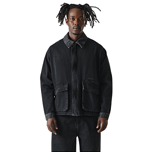 DENIM JACKET TWO TONE BLACK