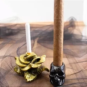 KIT DE OFERTADOR ROSA DOURADO/ PRETO E CAVEIRA PARA CHARUTO - 1012