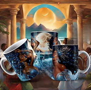 CANECA DE PORCELANA PERSONALIZADO ORIXÁS REAIS - YEMANJÁ - 1030-