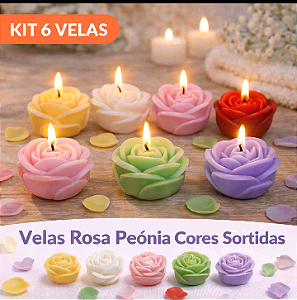 Kit 6 Velas Aromáticas Formato Rosa Sortidas