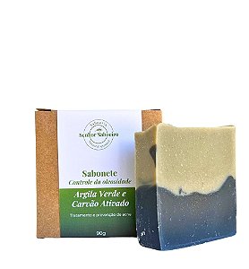 Sabonete Argila Verde + Carvão Ativado -  Skin Care, Remove Impurezas, Controle da Oleosidade