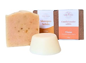 Kit Shampoo Cítrico e Condicionador Sólido Pitanga - Limpeza Profunda Cabelos Oleosos/Normais