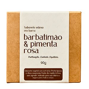 Sabonete Íntimo de Barbatimão e Pimenta Rosa - Regula pH, Hidratante, Antifúngico Natural