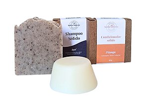 Kit Shampoo Sólido de Açaí e Condicionador de Pitanga - Força e Revitalização Capilar - Cabelos Danificados e Frágeis