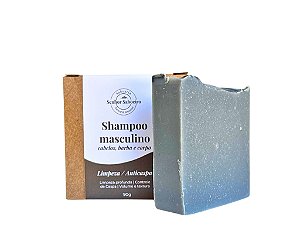 Shampoo Masculino 3 em 1 Carvão Ativado e Argila Branca - Corpo, Barba e Cabelo - Anticaspa, Limpeza e Brilho