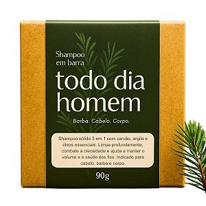 Shampoo Masculino 3 em 1 Carvão Ativado e Argila Branca - Corpo, Barba e Cabelo - Anticaspa, Limpeza e Brilho