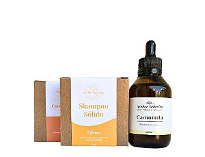 Kit Cabelos Claros: Shampoo + Condicionador + Óleo de Camomila - Cor Vibrante e Brilho Intenso