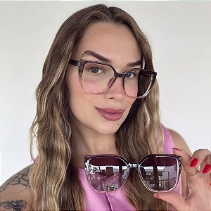 Óculos Clipon Maya rose degrade 2 em 1 – Ideal para Rosto Redondo e Multifocal