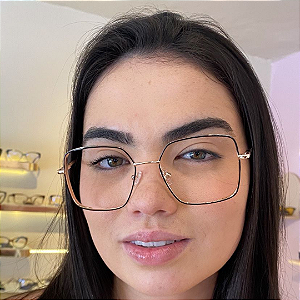 Armação para óculos de grau metal dourado com preto