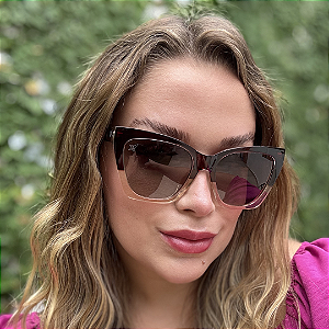 Óculos de sol marrom com detalhe translucido Barbara