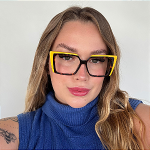 Armação para óculos de grau marrom com amarelo Catarina