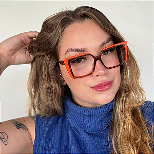 Armação para óculos de grau marrom com laranja Catarina
