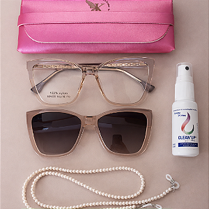 Clipon Adele rose Translúcido + Kit de Acessórios