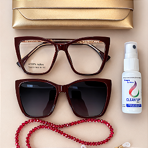 Clipon Adele vermelho bordo + Kit de Acessórios