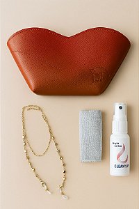 Kit salva óculos + case + limpa lentes