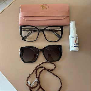 Kit Verão 🌴 - Clipon Jade marrom + Cordão + Limpa lentes – por R$199,00